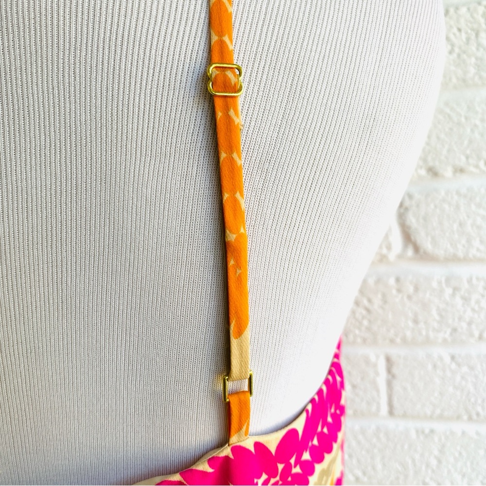 Trina Turk Silk Dress Anargosa Desert Mini Pink and Orange Patterned Size 8 - Picture 7 of 15